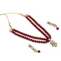 Maroon Traditional Gold Plated Kundan Necklace Set for Women and Girls (Gold), 2 image