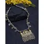 Afghani Silver Tone Designer Turkish Style Vintage Silver Oxidised Necklace for Women, 2 image