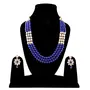 Three Layer Blue Gold Plated Kundan Necklace for Women (Blue), 2 image