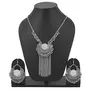 Elegant Black Meena Oxidised Jewellery Set with Earrings for Women and Girls, 2 image