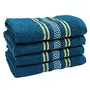 STAMIO Cotton Hand Towel Soft 390 GSM 13 X 21 Inches (Set of 4 Dark Turquoise Green) | Quick Dry Small Size Travel Friendly