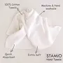 STAMIO Cotton Hand Towel Soft 425 GSM 13 X 21 Inches (Set of 2 White) | Quick Dry Small Size Travel Friendly, 4 image