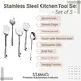 STAMIO Premium Stainless Steel Kitchen Tools Set of 5 Pieces for Cooking (Contains: 1 Ladle (Karchi) 1 Skimmer 1 Serving Spoon 1 Spatula(Turner/Palta) 1 Slotted Turner) Silver, 2 image
