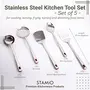 STAMIO Premium Stainless Steel Kitchen Tools Set of 5 Pieces for Cooking (Contains: 1 Ladle (Karchi) 1 Skimmer 1 Serving Spoon 1 Spatula(Turner/Palta) 1 Slotted Turner) Silver, 3 image