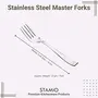STAMIO Stainless Steel Dinner/Master/Table Spoon (3 Pcs) and Fork (3 Pcs) Set of 6 Silver, 4 image