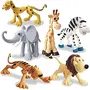 Cable World Set of 6 Small Size Full Action Toy Figure Jungle Cartoon Wild Animal Toys Figure Playing Set for Current AnimLion Giraffe Elephant Tiger Toys for 