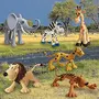 Cable World Set of 6 Small Size Full Action Toy Figure Jungle Cartoon Wild Animal Toys Figure Playing Set for Current AnimLion Giraffe Elephant Tiger Toys for , 2 image
