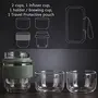 TEA SENSE Portable Infuser Cup Set (Model Voyager) Set of Three Borosilicate Glass Cups/Mugs Travel Pouch Non Burn Silicon Holder Ideal for Loose Tea, 4 image