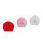 Aashiya Trades Set of 3 - Cotton Cloth Turban Knot Bow Cap for Girls & Boys Turban Bow Cap Head Cap Red