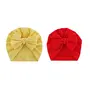 Aashiya Trades Set of 2 - Cotton Cloth Turban Kont Bow Cap for Girls & Boys Turban Bow Cap Head Cap-Yellow and Red