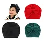 Aashiya Trades Set of 3 - Cotton Cloth Turban Knot Bow Cap for Girls & Boys Turban Bow Cap Head Cap Multicolour