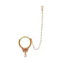 Priyaasi Golden ColorKundan Studded With Beads Chain Floral Nath/Nose Ring For Women
