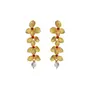 Priyaasi Red Studded Floral Golden ColorDrop Earrings