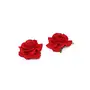 Priyaasi Fabric Red Artificial Rose Hair Clips/s for Women Pack of 2 Pieces
