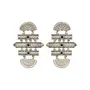 Priyaasi Silver-ColorTextured Bars Hanging Designed Drop Earrings