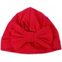 Aashiya Trades Set of 2 - Cotton Cloth Turban Kont Bow Cap for Girls & Boys Turban Bow Cap Head Cap-Yellow and Red, 3 image