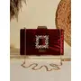 Priyaasi Red Floral Studded Clutch for Women in Bow Style | Elegant Ladies Wallet Hand Purse | Trendy Gifts for Women & Girls, 3 image