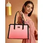 Priyaasi PU Leather Peach Ombre Solid Tote Bag for Women's - Stylish Trendy Casual Handbag with Magnetic Closure for Office College, 3 image