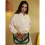 Priyaasi Green Embroidered Handmade Sling Bag for Women - Stylish Trendy Antique Casual Crossbody Bag with Detachable Chain Magnetic Closure, 3 image