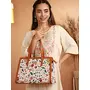 Priyaasi PU Leather White Tropical Chain Wallet and Tote Bag Set for Women's - Stylish Trendy Casual Handbag with Magnetic Closure and Chain Wallet with Zipper Closure for Office College, 3 image