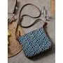 Priyaasi PU Leather Ikat Shibori Printed Sling Bag for Women - Stylish Trendy Casual Crossbody Bag with Adjustable Strap Zipper Closure Blue, 5 image