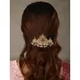 Priyaasi Gold-ColorHair Accessories for Women | Kemp Stone & Studded | Pearl Drops | Peacock Flower Design Hair Accessory for Wedding Festivand Functions, 3 image
