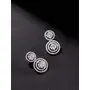 Priyaasi Contemporary Earrings for Women | Stylish Drop Earrings in Round Halo Design | Silver-Color| Modern Elegant Women Jewellery, 5 image