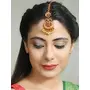 Priyaasi Kemp Stone Pearl Maang Tikka for Women | Gold-Color| Peacock Floral Design | Maang Tikka for Wedding | Traditional Indian Head Jewellery for Women & Girls, 3 image