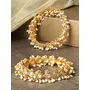 Priyaasi Pearl Beads Studded Kundan Bangles for Women | Gold-Color| Bangles Set for Women -Traditional Drop Design | Bridal Bangles Set for Wedding | Set of 2, 3 image