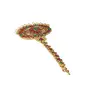 Priyaasi Red & Green Kemp Stone Maang Tikka for Women | Peacock Flower Design with Pearl Drop | Gold-Color| Jewellery for Bridesmaid & Bridal | Maangtikka for Wedding Traditional Events & Festiv| Brass Metal, 6 image
