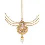 Priyaasi Artificial Stones Gold-ColorTraditional Passa/Matha Patti with White Pearl for Women & Girls, 5 image