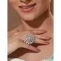 Priyaasi Floral Silver-ColorCocktail Ring For Women, 2 image