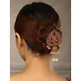 Priyaasi Multicolor Kemp Stone Studded Hair Accessories for Women | Peacock Design | Gold-Color| Jhumka Pearl Drop | Brass Material Juda/Hair Bun Accessories for Women | Fish Hook, 4 image