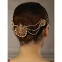 Priyaasi Multi-Color Kemp Stones Pearls Golden ColorPeacock Bun Hair Accessories, 8 image