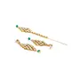 Priyaasi Designer Kundan Stones Studded and Green Beads Golden ColorNecklace Mang Tikka with Earrings Traditional Jewellery Set for Women and Girls, 12 image