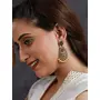 Priyaasi Green Leaf Golden ColorPearl Drop Earrings, 8 image