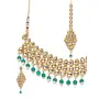 Priyaasi Designer Kundan Stones Studded and Green Beads Golden ColorNecklace Mang Tikka with Earrings Traditional Jewellery Set for Women and Girls, 8 image