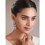 Priyaasi Studed Floral Pearl Drop Silver Drop Earrings, 6 image