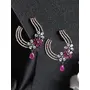 Priyaasi Purple Floral AD Gunmetal-ColorDrop Earrings, 4 image