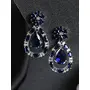 Priyaasi Blue Floral Pear AD Silver-ColorDrop Earrings, 4 image