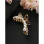 Priyaasi Pearl Studded Fish Tail Gold-ColorClaw Clip, 2 image