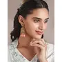 Priyaasi k Studded Floral Block Gold-ColorDrop Earrings, 5 image