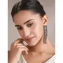 Priyaasi Studded Black Block Tasseled Drop Earrings, 7 image