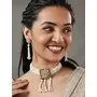 Priyaasi k Studded Floral Block Golden ColorChoker Jewellery Set, 15 image