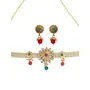 Priyaasi Multicolor Floral Studded Golden ColorChoker Jewellery Set, 2 image