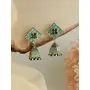 Priyaasi Blue Floral Block Golden ColorJhumka Earrings for Womens - Traditional Stylish Fashionable Jhumki for Engagements Anniversaries days, 5 image
