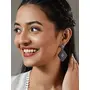 Priyaasi Blue Studded Silver Geometric Drop Earrings, 8 image