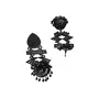 Priyaasi Black Studded Geometric Drop Earrings, 2 image