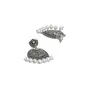 Priyaasi Studded Floral Silver Pearl Drop Earrings, 2 image