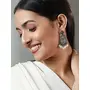 Priyaasi Studded Floral Silver Pearl Drop Earrings, 8 image